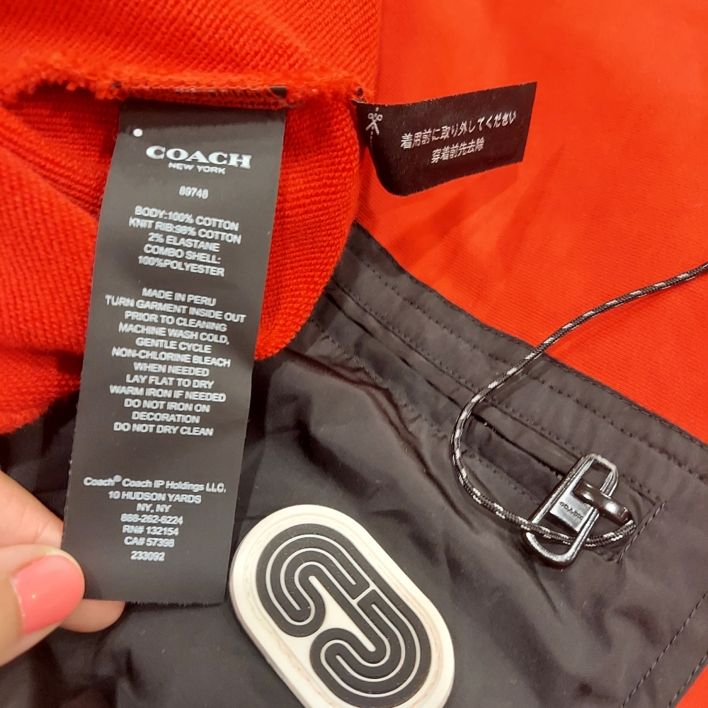 PRE-LOVED Coach Bold Red Crewneck Sweater with Black Accents (Size: XXL) - Picture 5 of 10